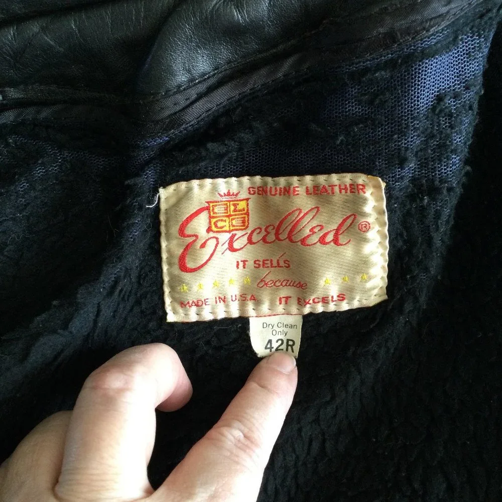 Excelled Black Leather Jacket,‎ Vintage, 42R,